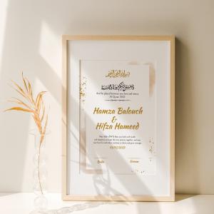 Marital Bliss: Handcrafted Nikah Nama Frame