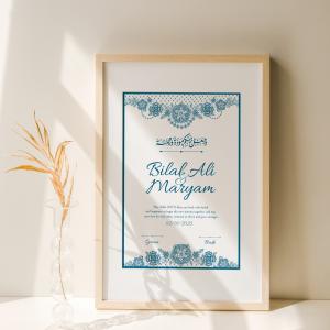 Marital Bliss: Handcrafted Nikah Nama Frame